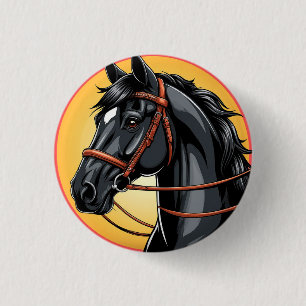 Elegant Black Horse Portrait 1 Inch Round Button