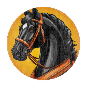 Elegant Black Horse Portrait Cutting Board