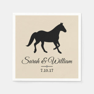 Elegant Black Horse Silhouette   Personalized Napkin