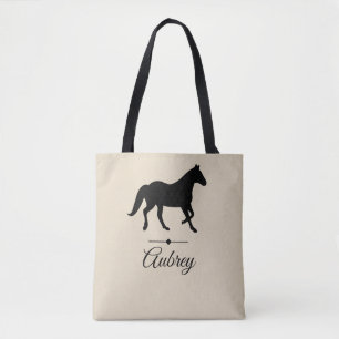Elegant Black Horse Silhouette Personalized Tote Bag