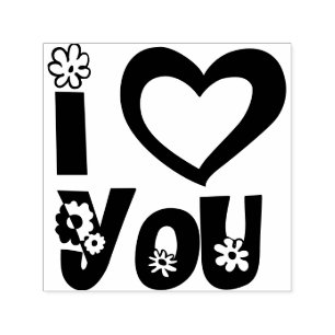 Elegant Black I Love You Self Inking Stamp