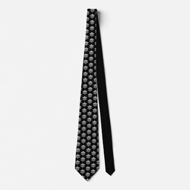 Elegant Black I Metallic Christmas Snowflake Tie (Front)