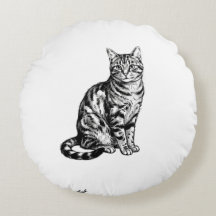 Elegant Black Ink Cat Sketch Illustration PNG