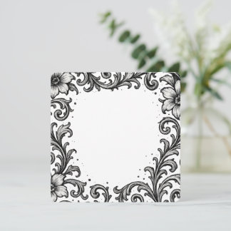 Elegant Black Ink Floral Border Design