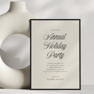 Elegant Black Ivory Corporate Holiday Party Script Invitation