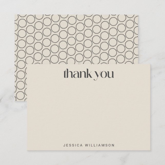 Elegant Black Ivory Mid-Mod Custom Bridal Shower  Thank You Card (Front/Back)