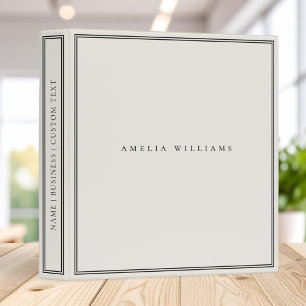 Elegant Black Ivory Minimalist Monogram Name Binder