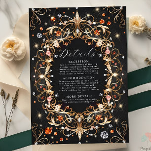 Elegant Black Jewels Decorated Wedding Enclosure Card