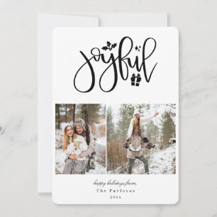 Elegant Black Joyful Photo Holiday Card