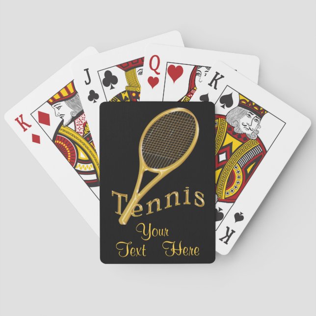 Elegant Black Jumbo Tennis Playing Cards YOUR TEXT (Back)