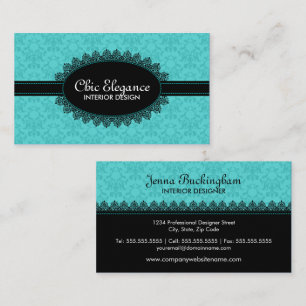 Elegant Black Lace and Baroque Business Card