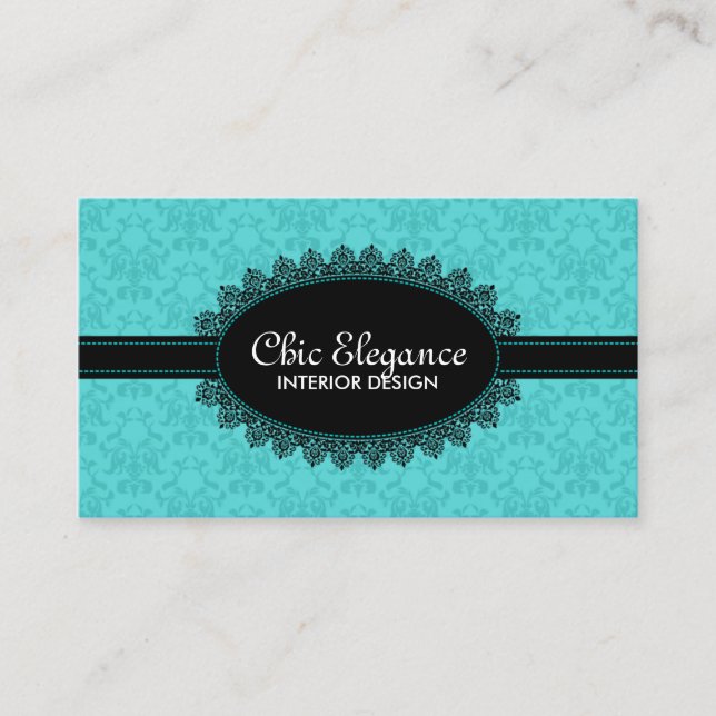 Elegant Black Lace and Baroque Business Card (Front)