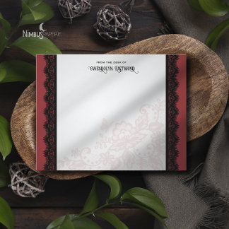 Elegant Black Lace and Deep Red Notecard