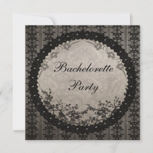 Elegant Black Lace & Sequins Bachelorette Party Invitation