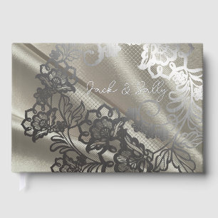 Elegant Black Lace Wedding Guest Book
