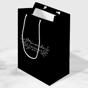 Elegant Black Laurels Personalized Bridesmaids Medium Gift Bag