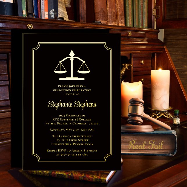 Elegant Black Law Attorney Graduation Party (Creator Uploaded)