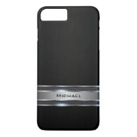 Elegant Black Leather and Silver Metal Label Look