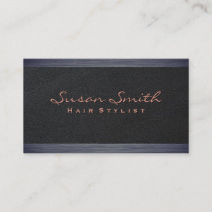 Elegant Black Leather   Dark Texture Trim Business Card