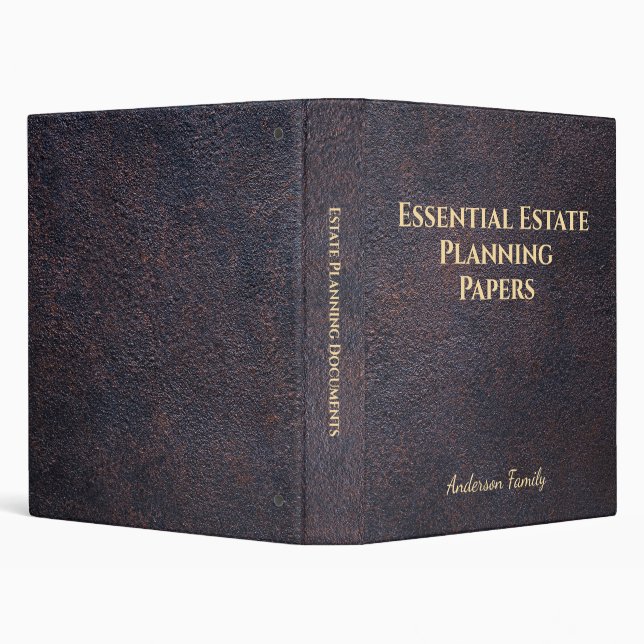 Elegant Black Leather Gold Estate Planning Binder (Background)