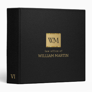 Elegant Black Leather Law Office Binder