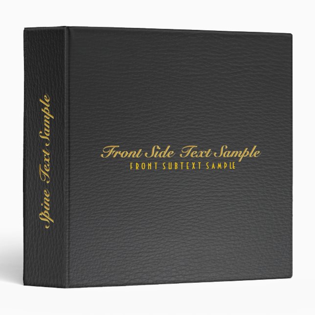 Elegant Black Leather Look Customized Avery Binder (Front/Spine)