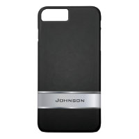Elegant Black Leather Look with Silver Metal Label