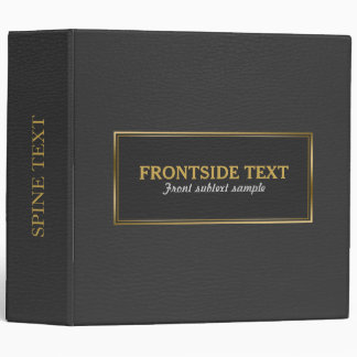Elegant Black Leather Print Gold Frame Binder
