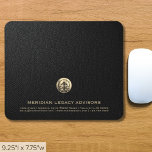 Elegant Black Leather Print Luxury Gold Logo Mouse Pad<br><div class="desc">Add a touch of sophistication to your workspace with this elegant black leather print mouse pad featuring a luxurious gold logo. Perfect for small businesses or companies looking to elevate their branding, this mouse pad is made from high-quality materials and provides a smooth surface for precise mouse movements. The gold...</div>