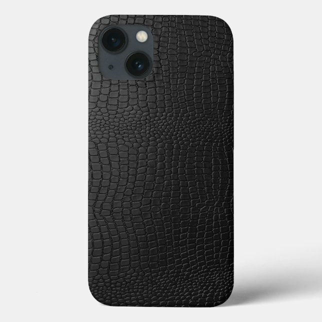 Elegant Black Leather Snakeskin Pattern Case-Mate iPhone Case (Back)