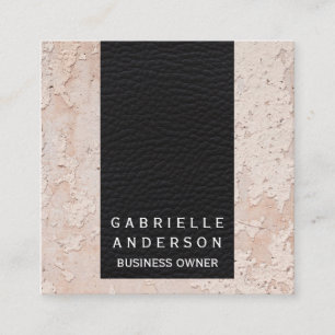 Elegant Black Leather   Textured Wall Square Business Card