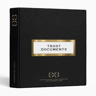 Elegant Black Leather Trust Documents Binder