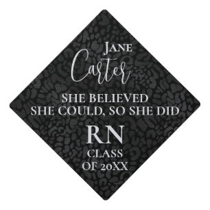 Elegant Black Leopard She Believed She Could Graduation Cap Topper