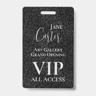 Elegant Black Leopard VIP All Access Pass Badge