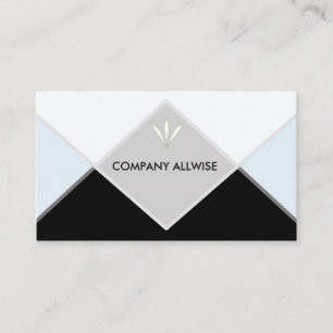 Elegant  Black, Light Blue & White Business Card