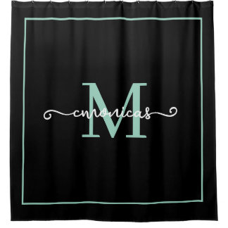 Elegant Black &Light Teal Personalized monogram