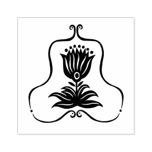 Elegant Black Line Art Tulip CUSTOM   Rubber Stamp