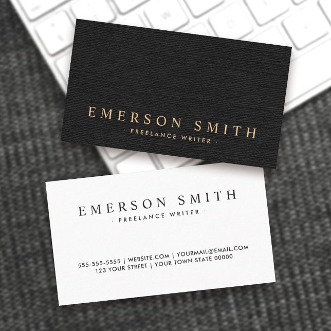 Elegant black linen look classy business card (Creator Uploaded)