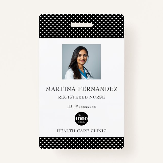 Elegant Black Logo Registered Nurse Badge (Front)