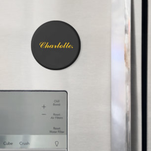 Elegant Black Magnet with Custom Name Text