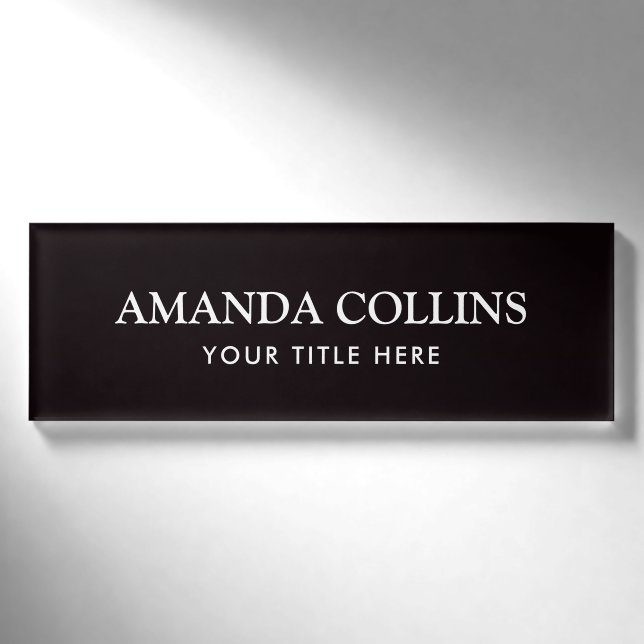 Elegant black magnetic name tags (Front)