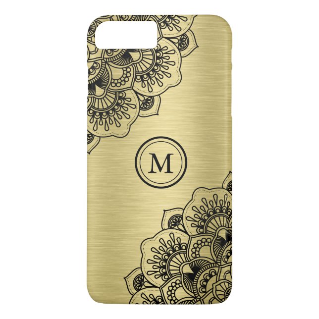 Elegant black mandala on metallic gold background Case-Mate iPhone case (Back)