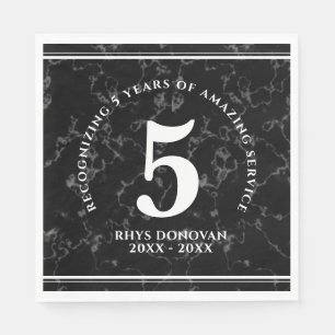 Elegant Black Marble 5 Years Work Anniversary Napkin