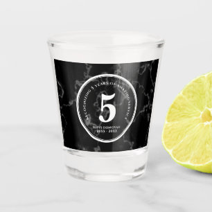 Elegant Black Marble 5 Years Work Anniversary Shot Glass