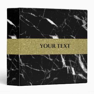 Elegant black marble and glitter gold binder