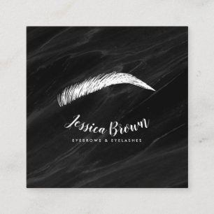 Elegant black marble eyebrow eyelash extensions square business card