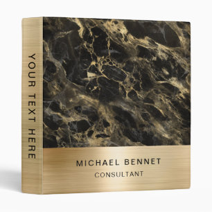 Elegant Black Marble Gold Consultant Business Binder