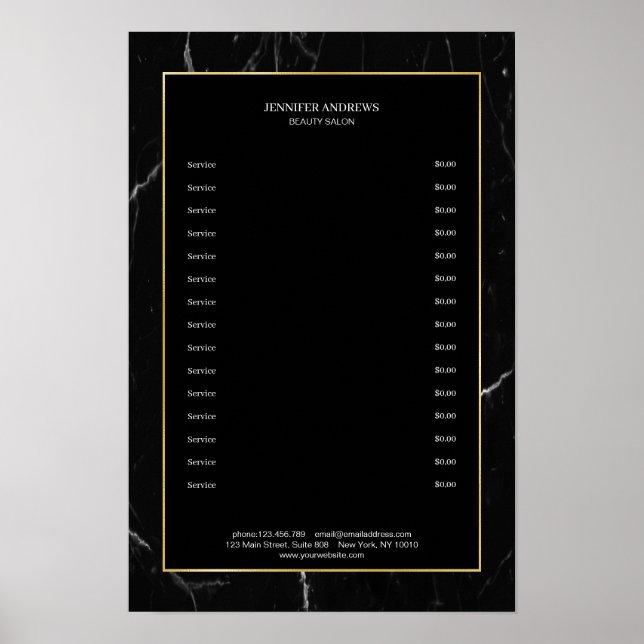 Elegant Black Marble Gold Poster (Front)