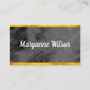 Elegant Black Marble Gold Trim Business Card