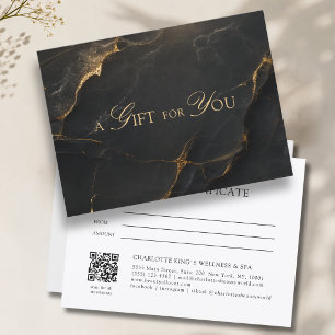 Elegant Black Marble QR Code Gift Certificate